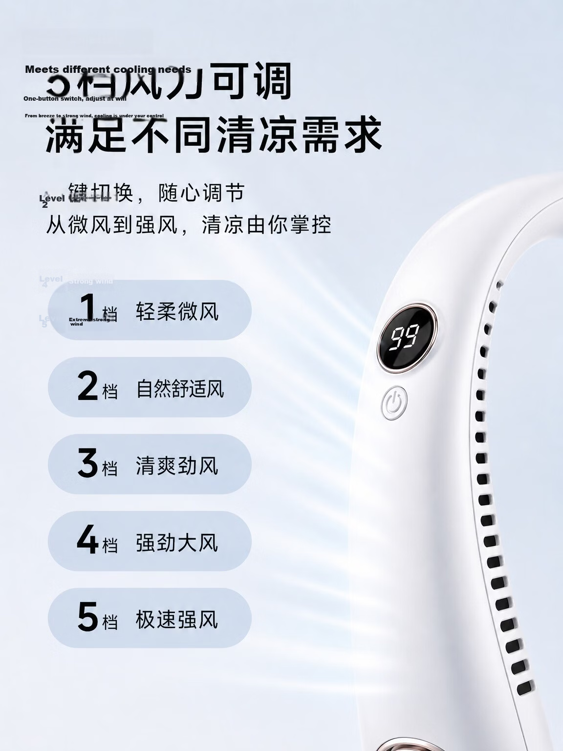 Unokang Neck Hanging Fan Portable Neck Cooling Air Conditioner Outdoor Travel Student Office Bladeless Silent Head-mounted Small Fan 4