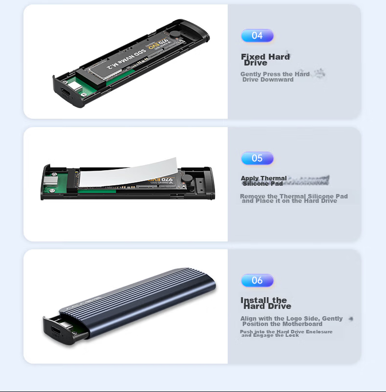 Acasis M.2 NVMe SSD Enclosure Type-C 3.2 External Hard Drive Case for Laptop iPhone 16 Aluminum Alloy Heat Dissipation 8