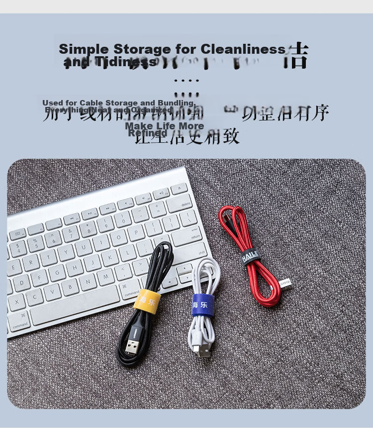 HAILE Magic Hook and Loop Cable Ties, 5 Colors, 1.2cm Wide, 1 Meter Each, Total 5 Meters, Model ZD-5-1M, Pack of 5 Rolls 8