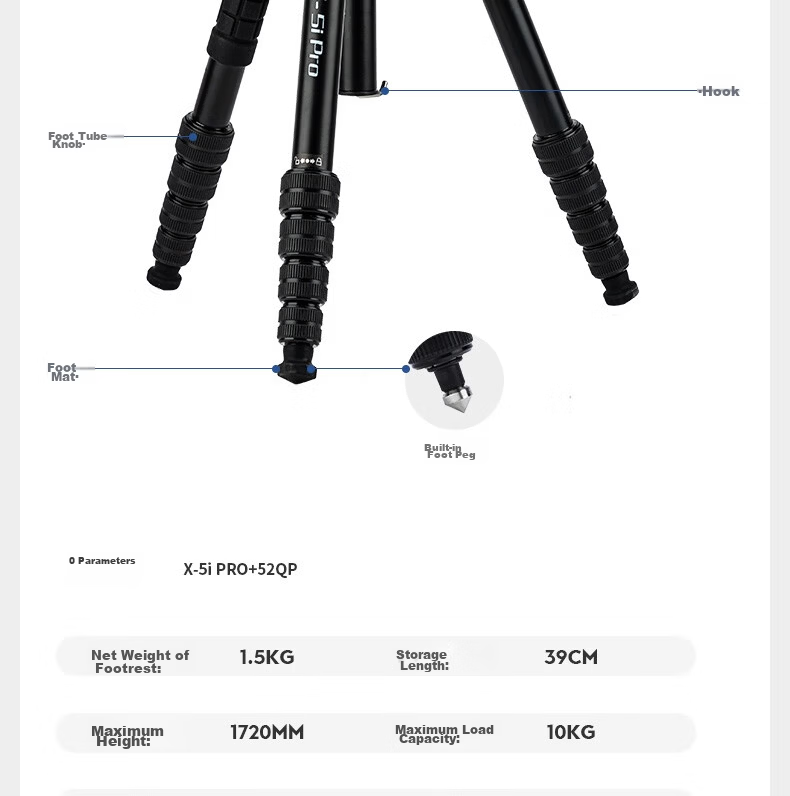 Fotopro C5-I Portable Reverse Folding Convertible Monopod, Large Diameter High-Stability Digital Camera Tripod with Ball Head 5