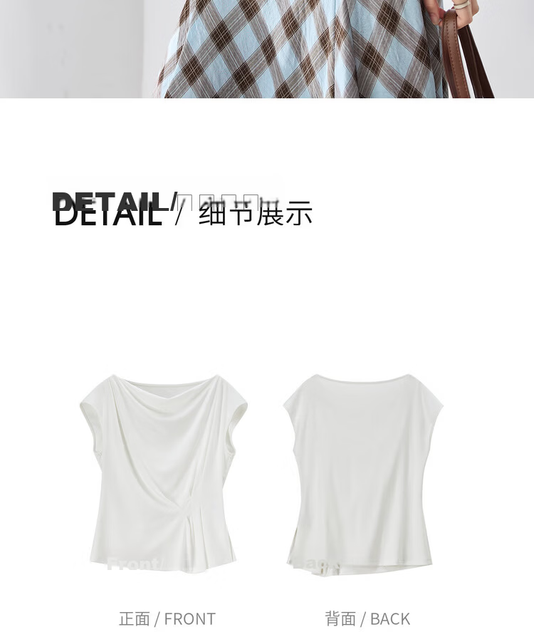 Shangdu Bila Lenzing Tencel Casual T-Shirt for Women Spring Summer Design Off-Shoulder Slimming Pleated Knitwear 20