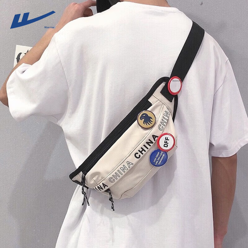 Warrior Men's Crossbody Bag Trendy Hong Kong Style Chest Bag Large Capacity Student Casual Shoulder Bag Cycling Sports Waist Chest Bag