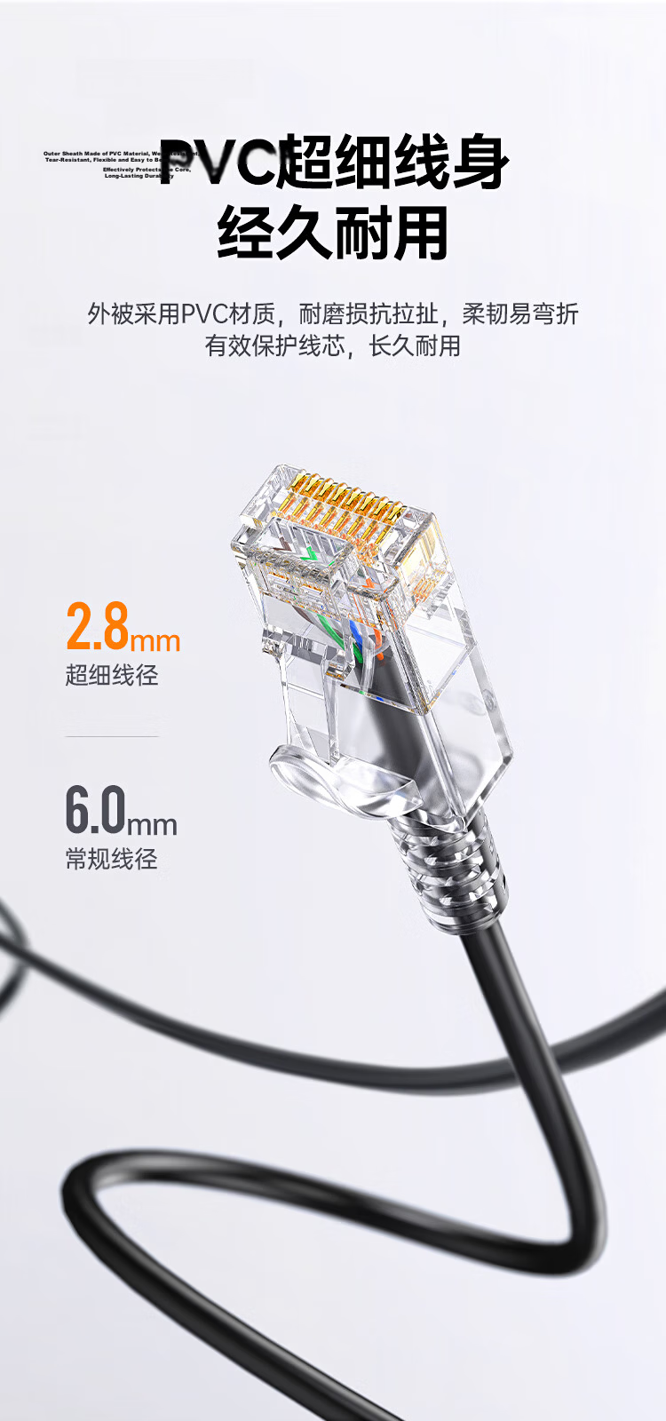 BIAZE CAT6 Ethernet Cable, 7 Meters Pure Copper, Gigabit Network Broadband Cable, CAT6 Flat Network Cable for Home Computer Monitoring, 8-Core Twisted Pair Patch Cord 11