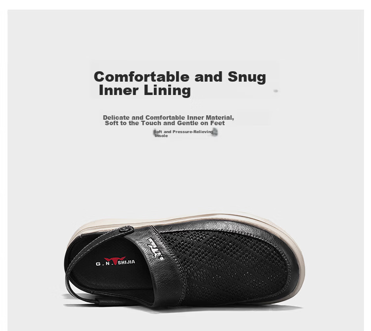 Bull Family Men's Summer New Breathable Hollow Toe Sandals Versatile Slippers Men's Mesh Beach Shoes Two-Way Clog Shoes 12