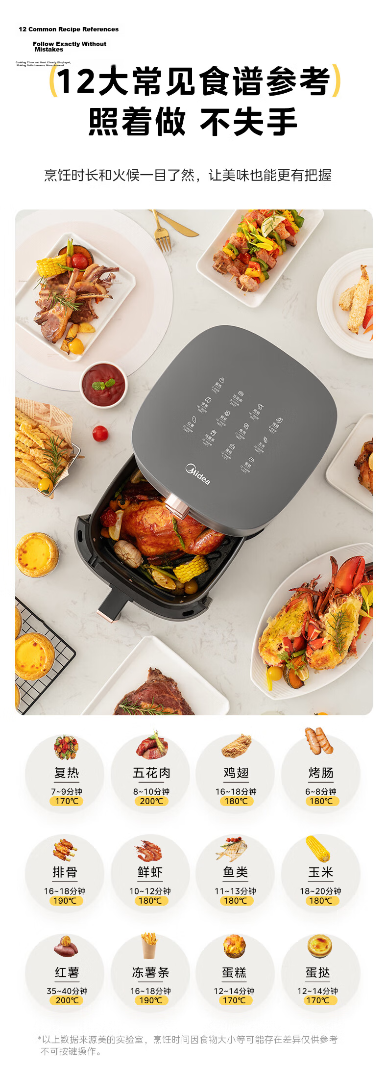 Midea Air Fryer And Steamer Combo, Home Baking Multifunctional No-Flip Air Fryer with View Window, Dual Heating Sources, Large Capacity 6.5L Small Appliance KZE6559 18