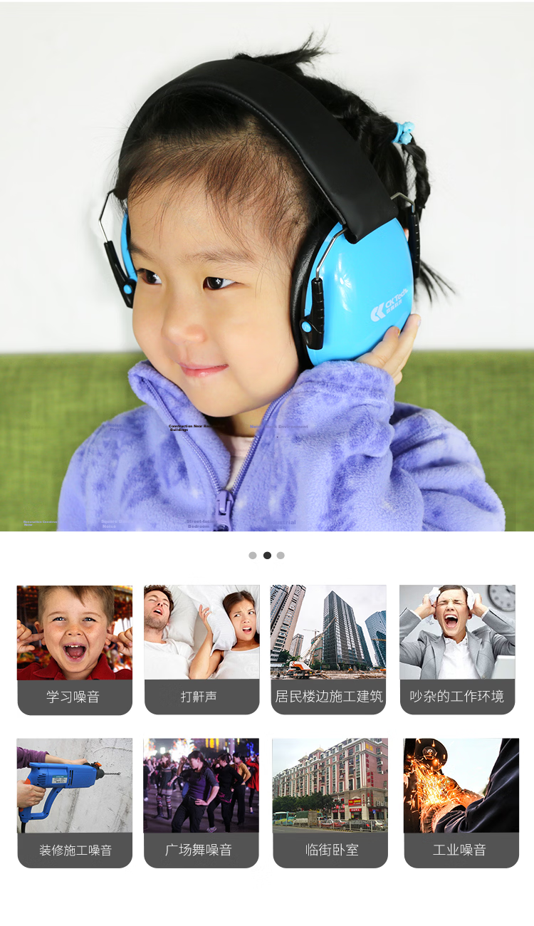 CK-Tech CKE-2028 Learning Soundproof Ear Muffs Noise Reduction 27dB Folding Blue 1 Pair 3