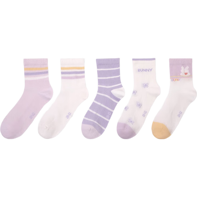 Jiusuiban Long Staple Cotton Children's Socks Girls Spring Summer Mesh Thin Mid-Calf Antibacterial School Sports Socks for Older Kids 7A