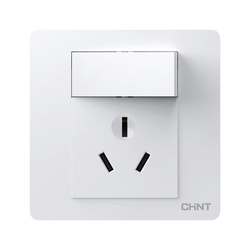 CHNT Switch Socket 16A Three-Prong Socket with Switch 86 Type Concealed Socket Panel 6C Cream White