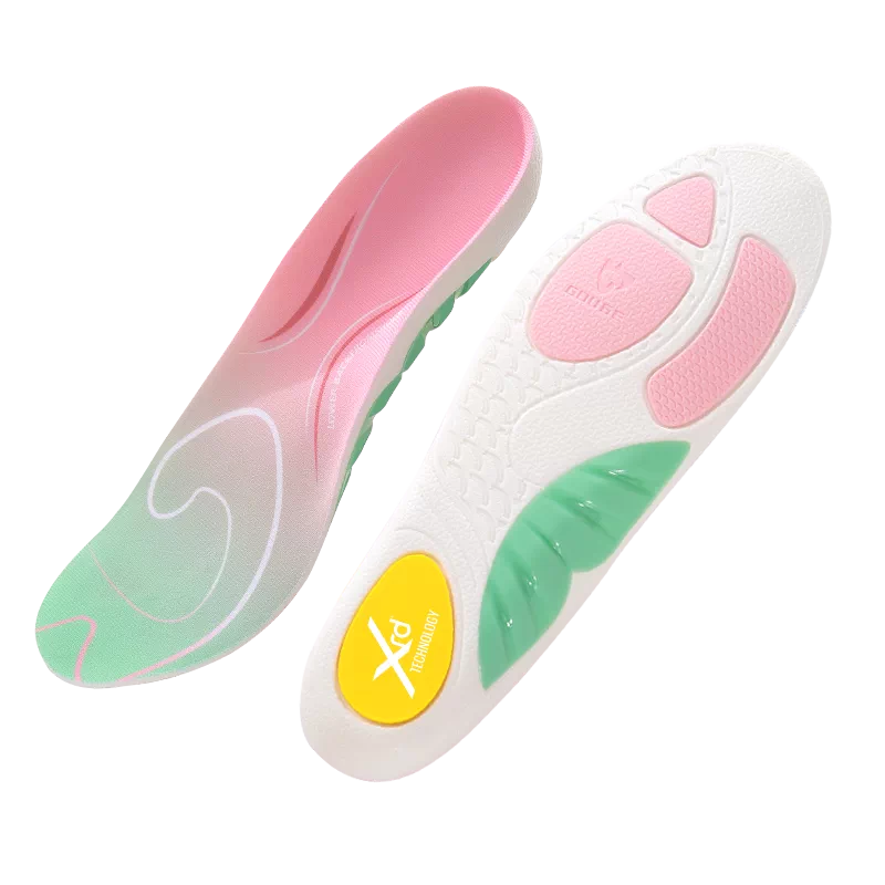 Gouge Whale Pad Flat Foot Correction Inward And Outward Curved Shoe Insoles Sports Insoles Low Arch Pink And White Size 33-34 1 Pair