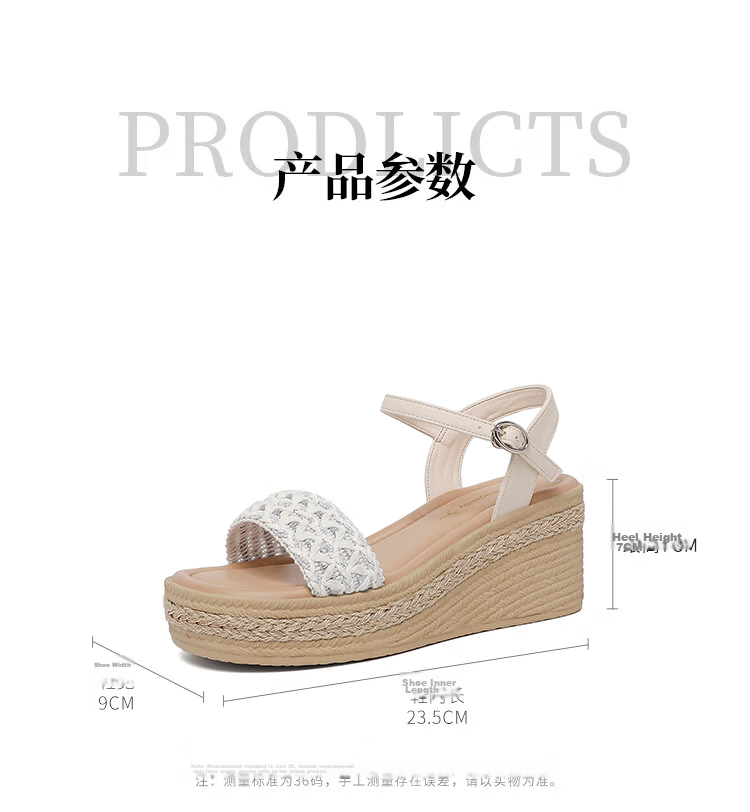 Red Dragonfly Women's Wedge Sandals Thick Sole One-Strap Casual Shoes Height Increasing Soft Sole Beach Shoes WLK266892 Beige Size 38 8