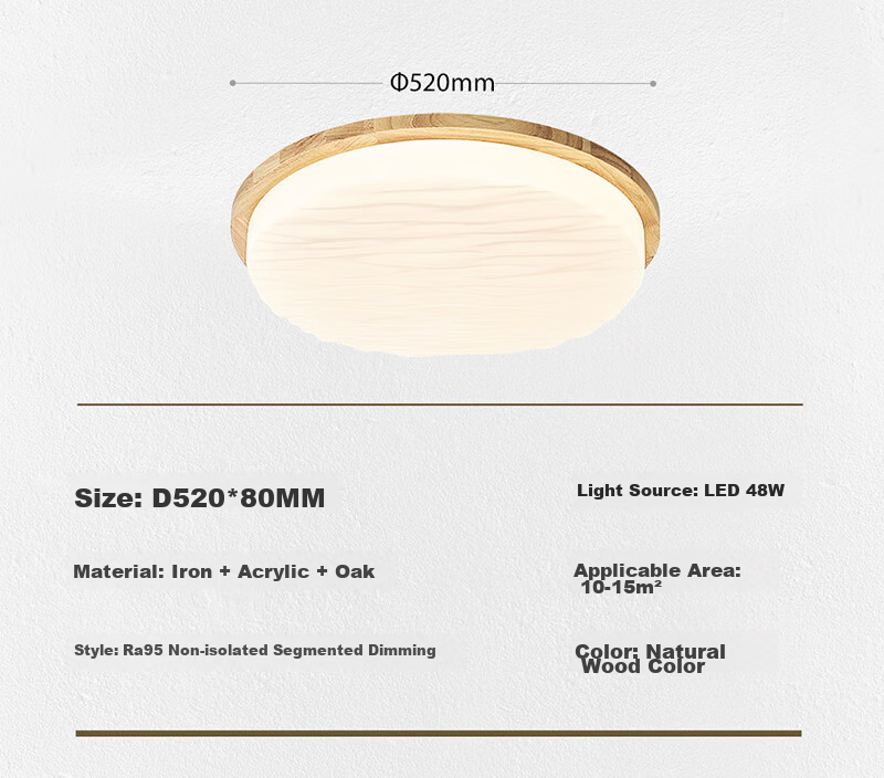 NVC LED Ceiling Light Living Room Lamp New Chinese Style Wooden Art Large Size Smart Full Spectrum 18