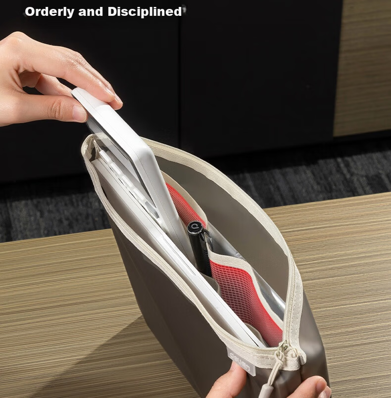 Deli TPU Zipper Bag Document Bag Grade 1 Primary School Subject Classification File Folder Document Certificate Storage Gray 64867 9