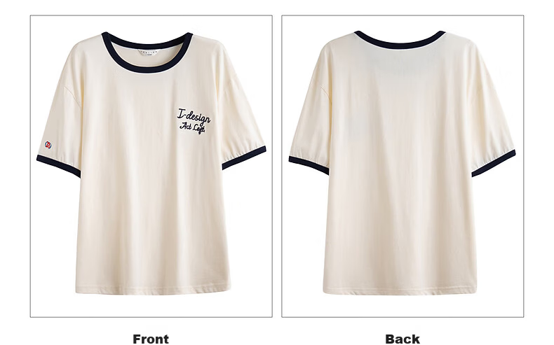 TonLion 2026 Summer New Women's Short Sleeve T-Shirt American Vintage Casual Simple Design Loose Fit Cotton 13