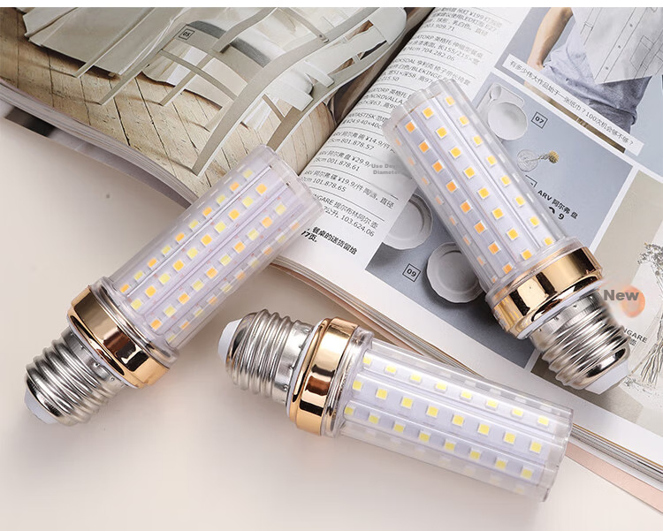 Jinggong LED Corn Bulb Energy-saving Bulb E27 Large Screw Base High Power Three-color Dimmable Decorative Light 12W Tri-color Dimming 14