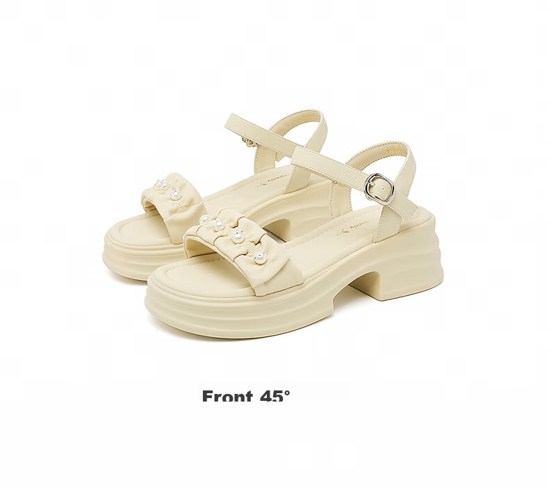 Red Dragonfly Women's Sandals New Thick Heel Height Increasing Platform One-Strap Open Toe Casual Shoes WLK266861 Beige Size 37 14