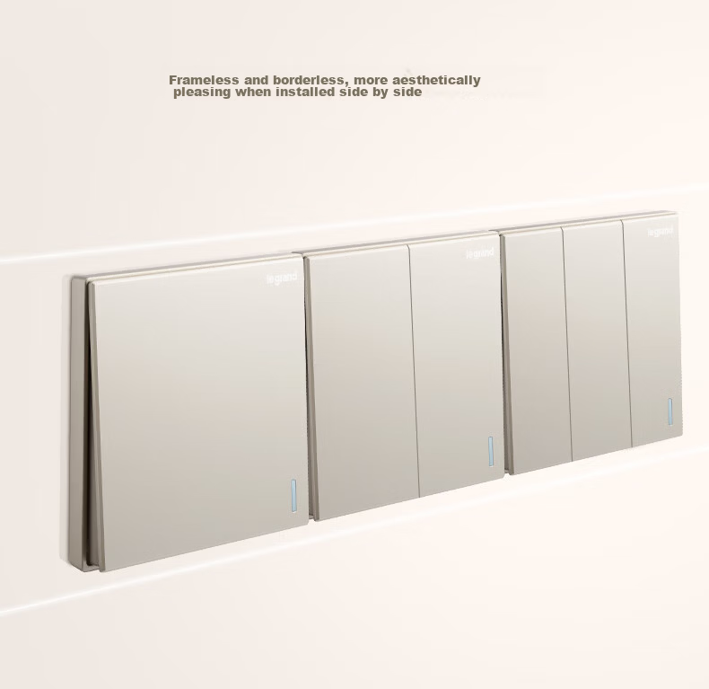 LEGRAND Switch Socket Panel, Shidian Milan Gold Frameless Large Panel, 86 Type, Three-Gang Double-Control Switch Panel 8