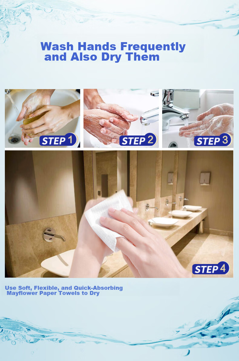 May Flower Hand Towels, 2-Ply, 200 Sheets * 20 Packs, Business Paper, Hotel Bathroom Tissue A18220A, Full Box 5