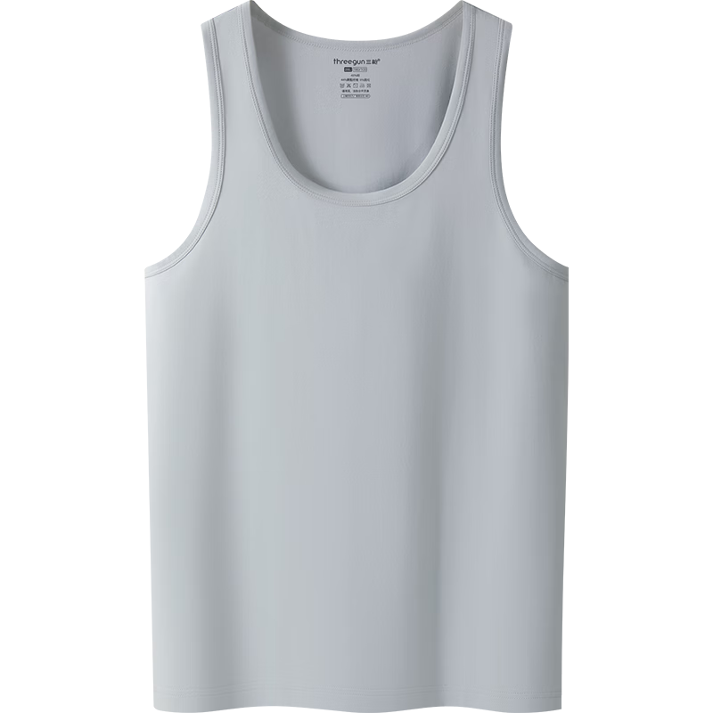 THREEGUN Men's 50S Ice Spring Refreshing Cotton Antibacterial Mite-Resistant Round Neck Stretch Breathable Sports Base Layer Vest
