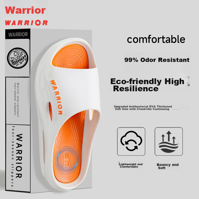 Warrior Men's Home Slippers Outdoor Four Seasons Non-Slip Beach Sandals HL02331 White Orange Size 40-41