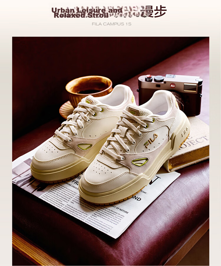 FILA Official Men's CAMPUS 1S Couple Sneakers Square Sole 1S White Casual Shoes 13