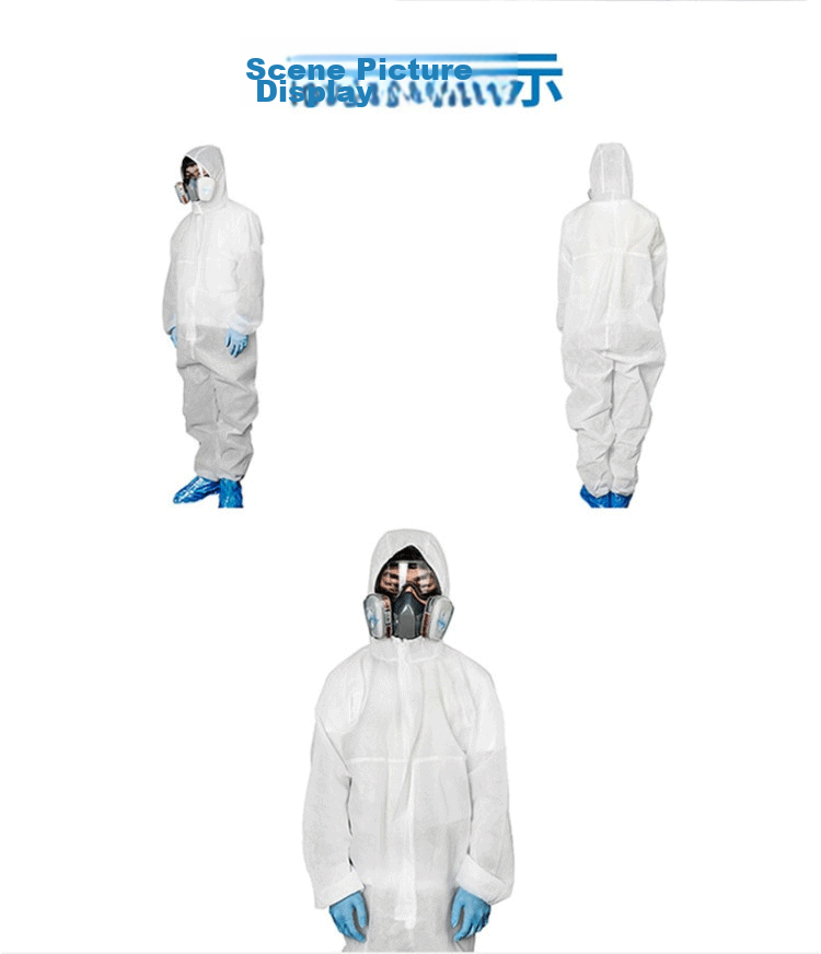BAIGE One-Piece Protective Coverall Industrial Dust and Paint Spray Protection Disposable Isolation Hooded Suit White 1 Piece 5