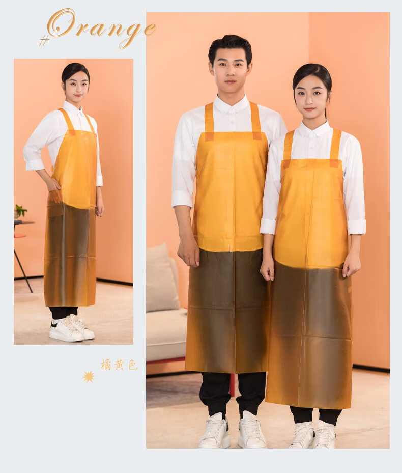 Huipute Soft Cowhide Waterproof Apron Acid and Alkali Resistant Oil-Proof Seafood Catering Work Waist Apron Custom Logo Printing 8