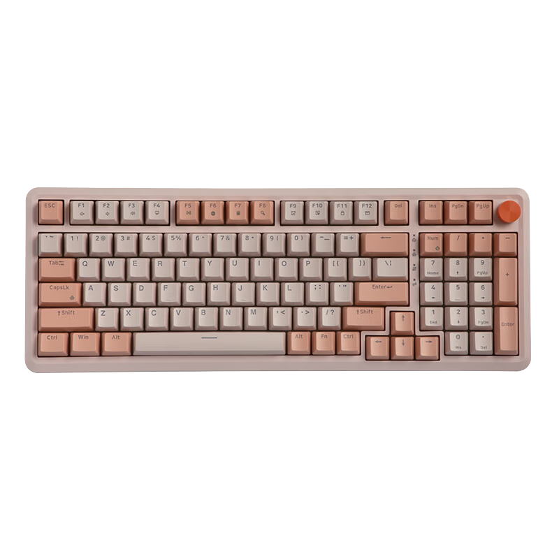 Lenovo MK9 Mechanical Keyboard, Wired Gaming Keyboard, GASKET Structure, 98-Key Layout, Single Backlight, Volume Knob, Detachable Cable, Compatible with Doushazhe Laptop, Elegant Pink