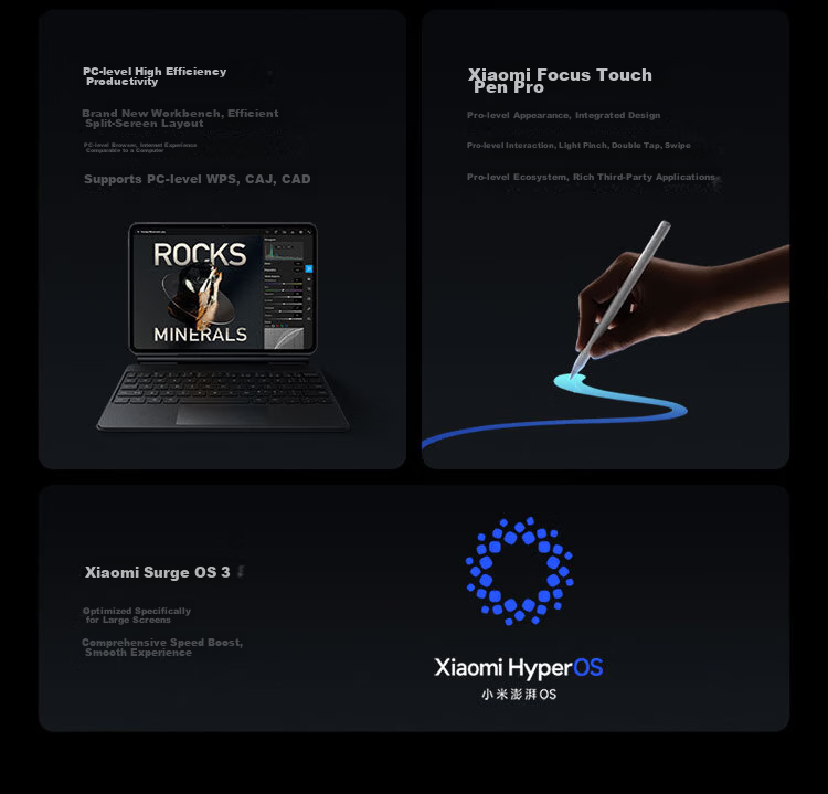 Xiaomi MI Pad 8 Pro [National Subsidy] 11.2-inch 3.2K Ultra HD Eye Protection Screen Snapdragon 8 Supreme Surge OS3 8+256GB Black 4