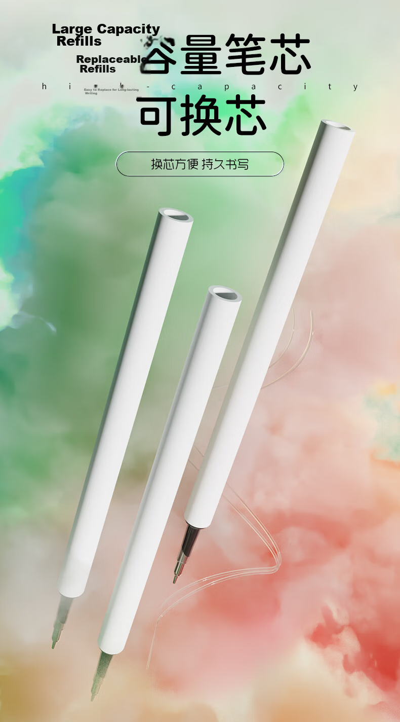 MASMARCU Dawn Light, MASMARCU All Are Meow Retractable Quick-Drying 0.5mm Gel Pens, Large Capacity Exam Writing Pens, Needle-Tip Conical Tip Smooth Black Ink Pens, 3 Pcs/set AGPK2643 9