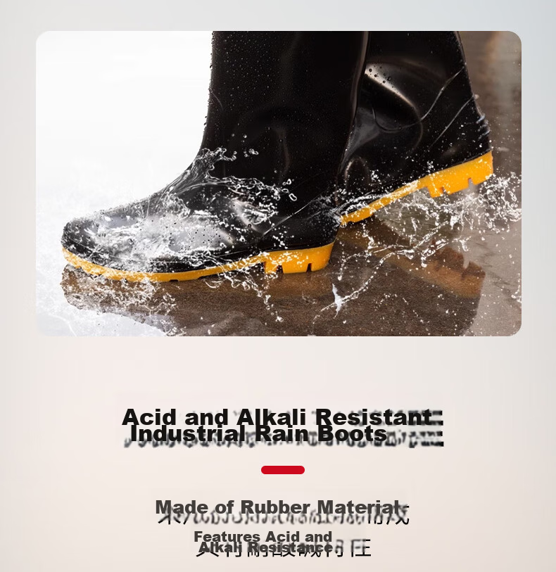 Leyoubaiyi Black Rain Boots High Tube Size 42 Waterproof Outdoor Non-Slip Durable Rubber Shoes 6