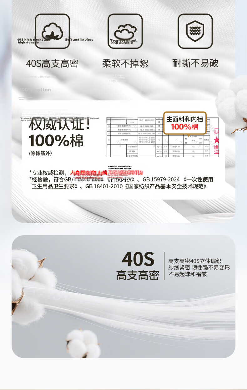 Baicaoyuan Disposable Cotton Women's Sterilized Maternity Postpartum Menstrual Period Wash-Free Daily Use Travel 5-Pack XXL Underwear 6