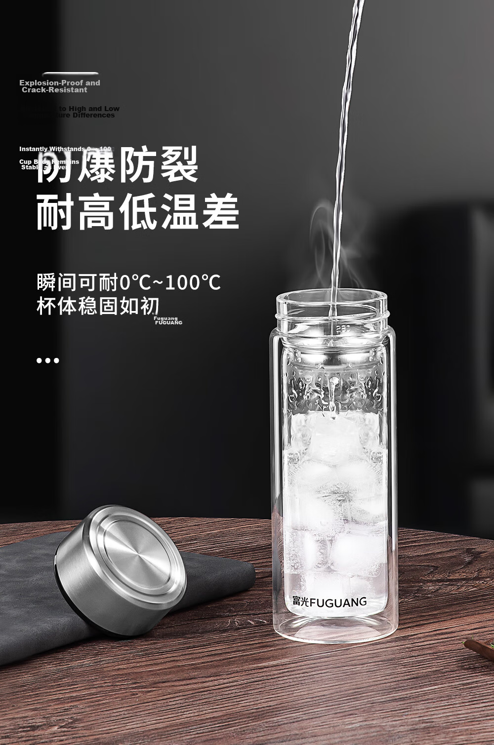 Fuguang Unisex Double-Layer Borosilicate Glass High-Temperature Resistant Tea Cup Customizable Bulk Purchase 3