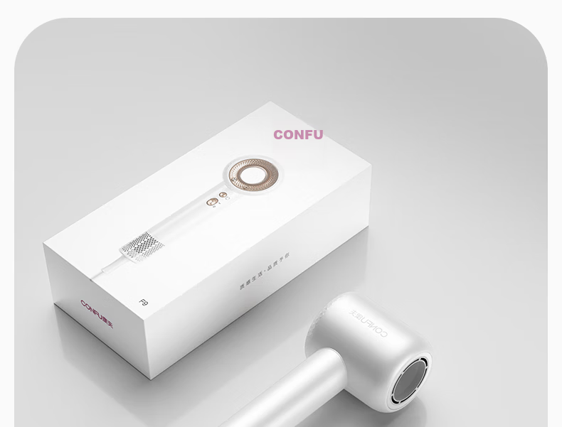 CONFU High-Speed Hair Protection Blower, Hollow Bladeless Household Model, High-Power Strong Airflow Quick-Drying Plasma Non-Damaging Hair Electric Hair Dryer, Birthday Gift, F9 Star Gray 35