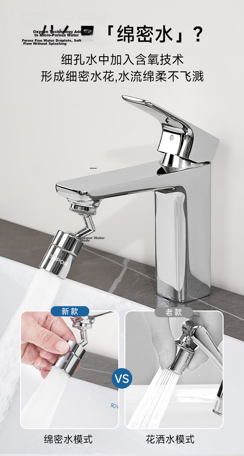 SUPOR 720° Rotatable Faucet Extender Adapter Aerator Filter Splash-Proof Device for Basin Bathroom 4