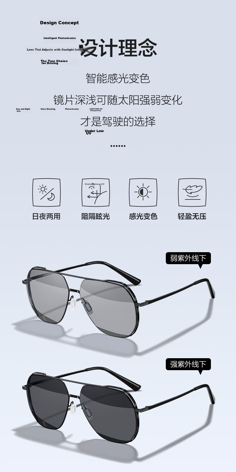 HLA Day and Night Dual-Use Polarized Photochromic Sunglasses Men Black Night Vision Driving Glasses Gift 2