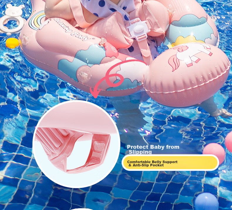 SwimmingBaby New Thickened Inflatable Underarm Sunshade Anti-Tip Swimming Float Ring for 2-Year-Old Baby Girls 11