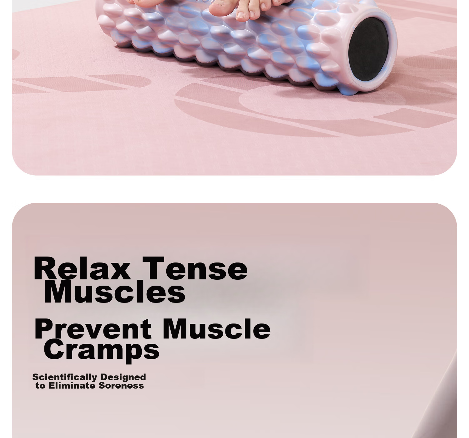 Yottoy Foam Roller Solid Spiked Massage Stick Muscle Relaxation Slimming Yoga Column Cloud Ink White 13