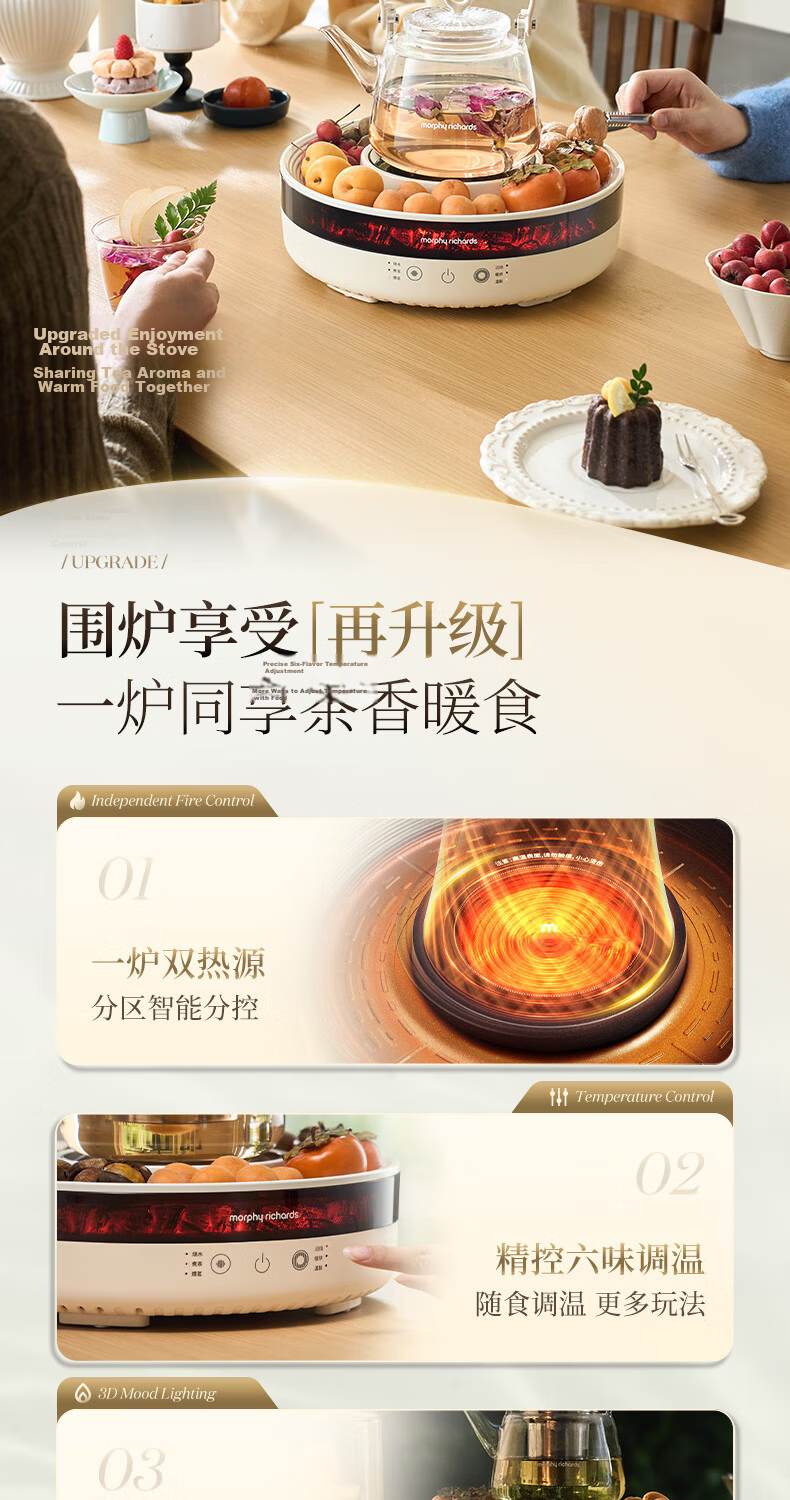 Morphyrichards Full Glass Health Pot Multifunctional Electric Ceramic Stove Tea Maker 360° Circular Roasting MR6096 Gray 8