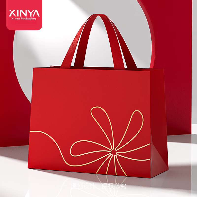 Xinya New Red Thickened Festival Shopping Gift Simple Classic Universal Festive 1 Handbag 325*98*245mm