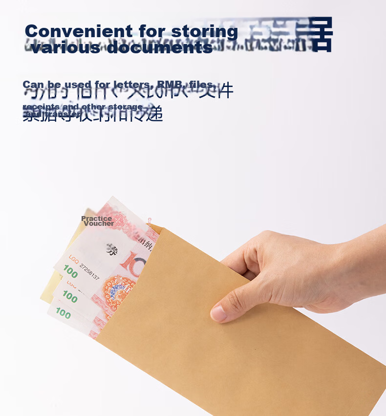 Deli No.5 Kraft Paper Document Bag 220*110mm Invoice Bag Postal Standard Envelope Salary Bag 20pcs 3423A 6