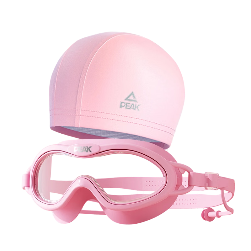 PEAK Children's Swimming Goggles for Boys And Girls, High-Definition Waterproof Anti-Fog Large Frame Swim Glasses Equipment with Swim Cap Set