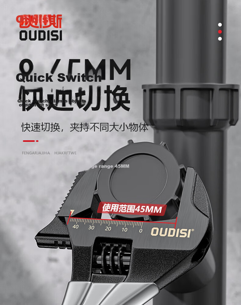 Oudis Adjustable Wrench Large Opening Universal Wrench 6-Inch Short Handle Open-End Wrench Plastic Coated Plumbing Wrench Bathroom Wrench 10
