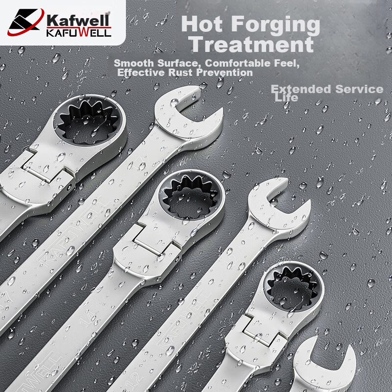 Kafwell Adjustable Quick-Release Ratchet Wrench 12mm WR5112H Open-End and Box-End Combination Spanner 1