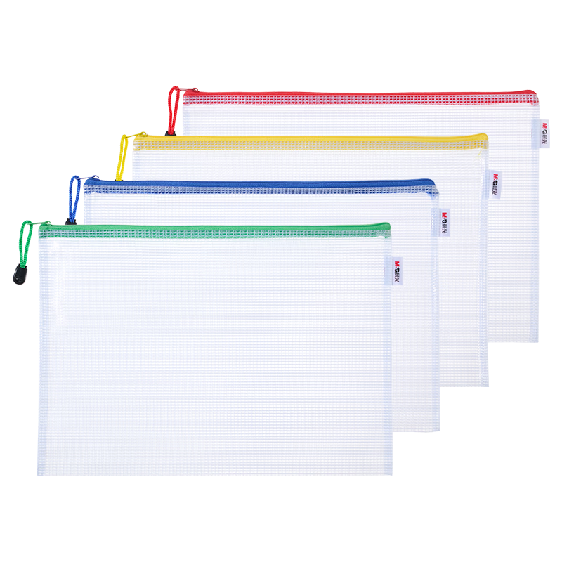 M&G (M&G) Stationery A4 Grid Zipper Pouches, Office Document Bags, File Folders, Student Subject Classification Pouches, Storage Drawstring Bags, School Supplies, Pack of 10 ADMN4068