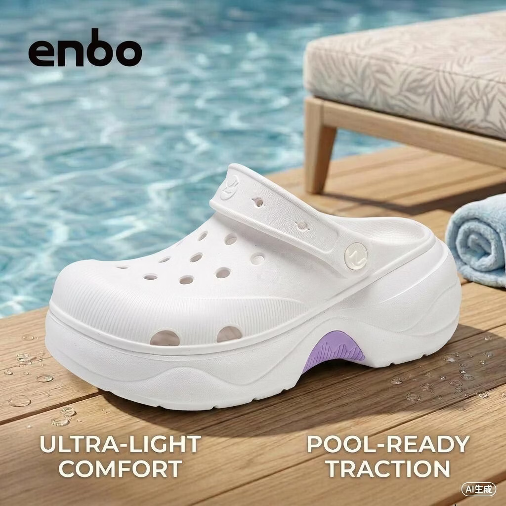 ENBO Women's Hole Shoes Dopamine Versatile Thick-soled Height-increasing Sandals Outdoor Slippers Beach Shoes Coconut Milk Purple Size 37