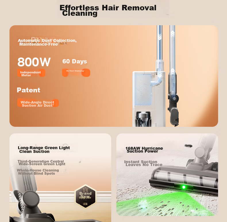 Midea Vacuum Cleaner F30station Obsidian Edition [100 Days Maintenance-Free Hair Cutting] Automatic Dust Collection Station Wireless Long Battery Life Handheld Pet Hair Vacuum for Cat and Dog Hair 4