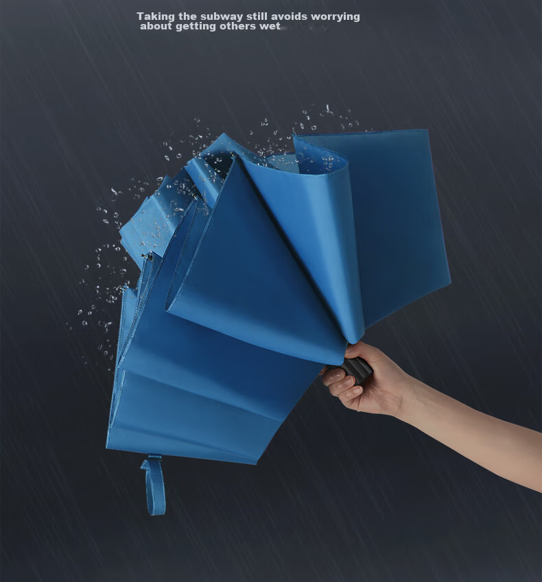 Tiantang Umbrella Double Folding Umbrella Extra Large Reinforced Three-Fold Umbrella Full Steel Ten-Rib Large Umbrella Rock Blue 8