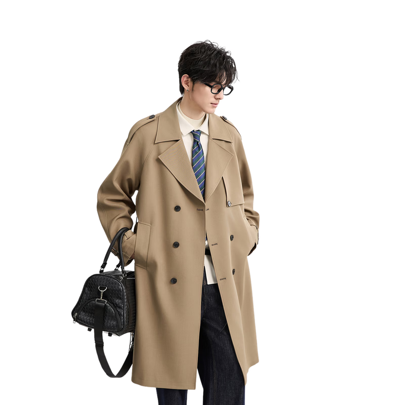 Earl Zuoer 2025 Autumn New Over-the-Knee Long Trench Coat Men's Business Casual Loose High-End Wrinkle-Resistant Non-Iron Overcoat