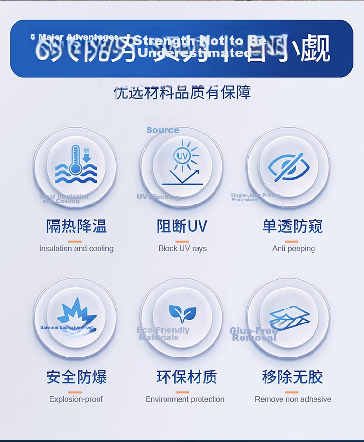 Qinghua Glass Film Sunscreen Heat Insulation Film 90x200cm Window Privacy Film Sunshade Reflective Light Blocking Explosion-Proof Glass Sticker 2