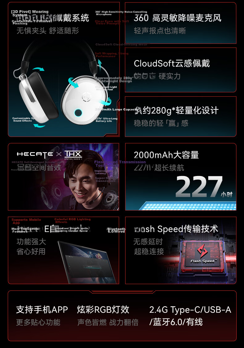 EDIFIER HECATE G3 MAX Base Edition 2.4G Wired Bluetooth Quad-Mode THX Spatial Audio Wireless Gaming Headset Delta FPS Chicken Dinner Black 7